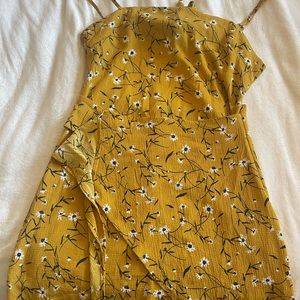 Yellow floral wrap Dress